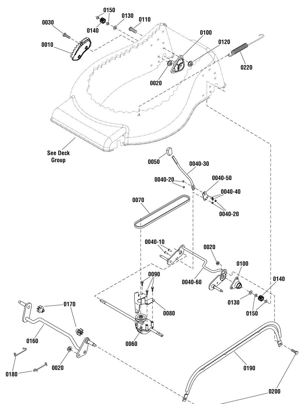 Height Of Cut Group (881571) Diagram and Parts List for 881559 (MXU16550E-550E Series)(2012) Briggs and Stratton Lawn Mower